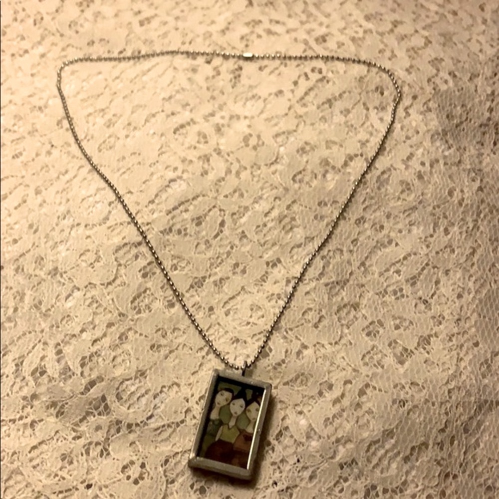 Heart by Heart Necklace Silver Toned Preowned